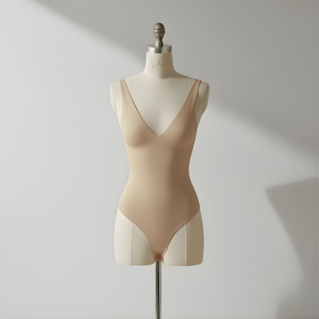 Vue détaillée de la gaine amincissante et confortable Monaco Muse en coloris beige